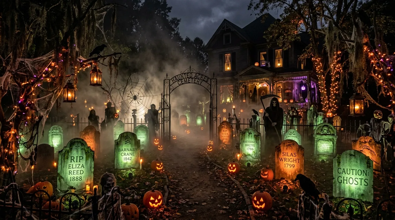 Finish with a yard that feels haunting and memorable inspiration for an outdoor Halloween yard.